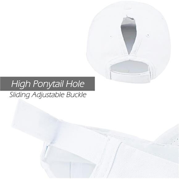 Womens Ponytail Baseball Hat Distressed Retro Adjustable Twill Sun Protection Ca - Picture 3 of 8